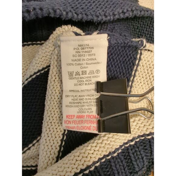 Boden Mens 1/4 Zip Pullover Sweater Size M Medium Navy Blue White Stripe Cotton - Picture 8 of 8